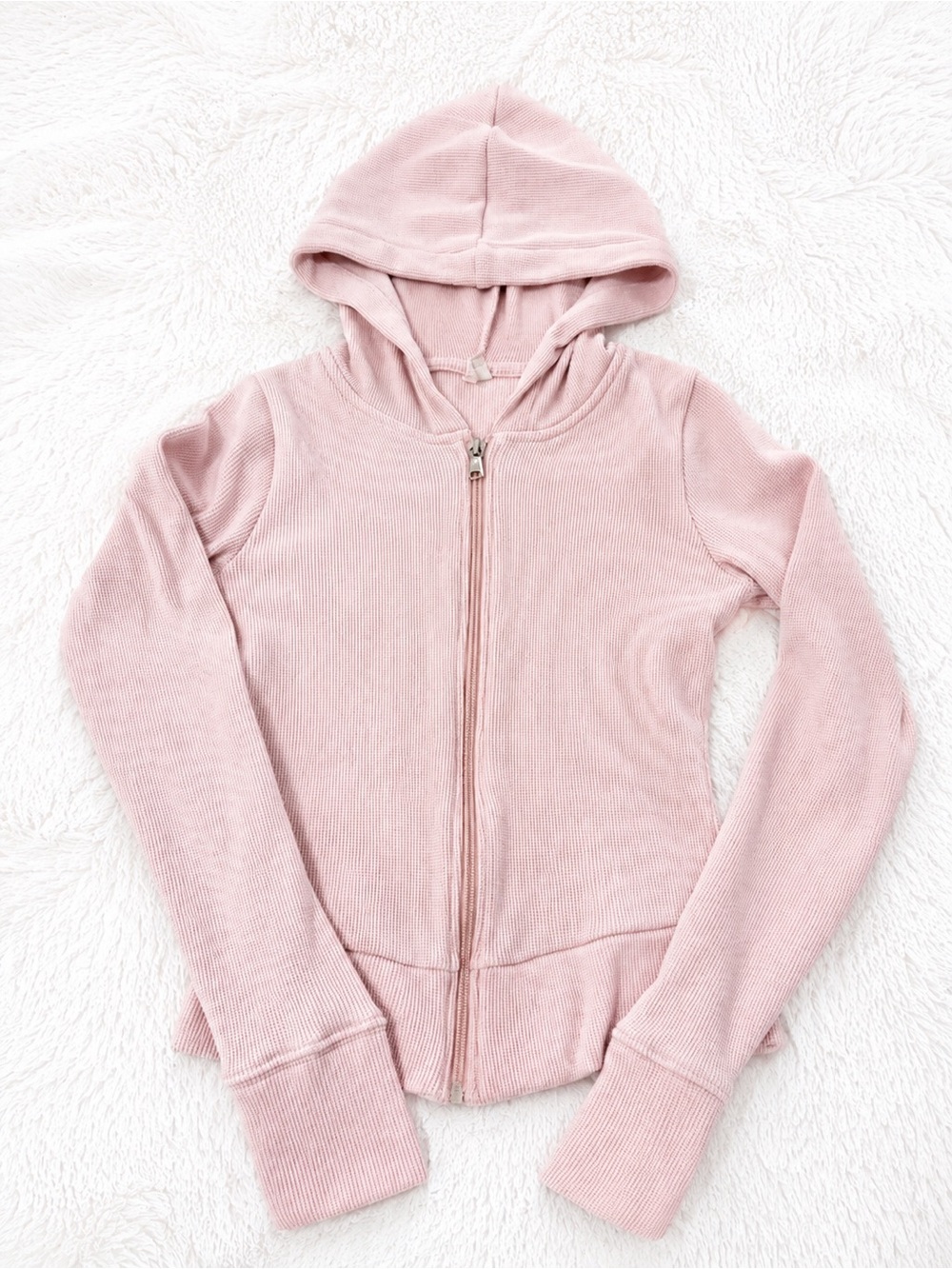 Gilly Hicks Light Pink Ribbed Zip-Up Hoodie